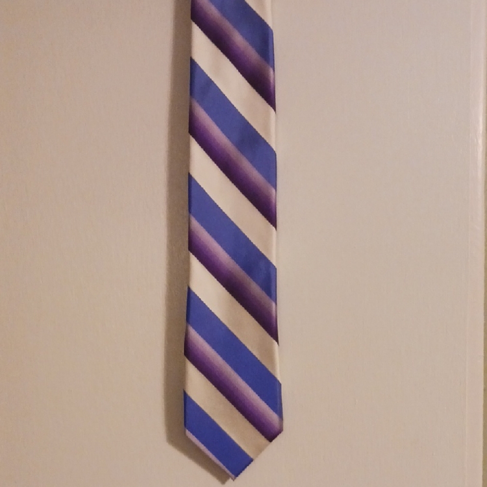 SPECIAL 3 FOR $25 Paul Fredrick Blue and Purple Striped Tie